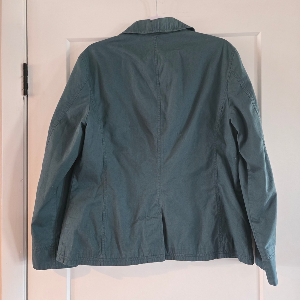 LL Bean Blazer Womens 16 Teal Cotton Twill 3-Button Jacket Office Professional - Picture 4 of 9